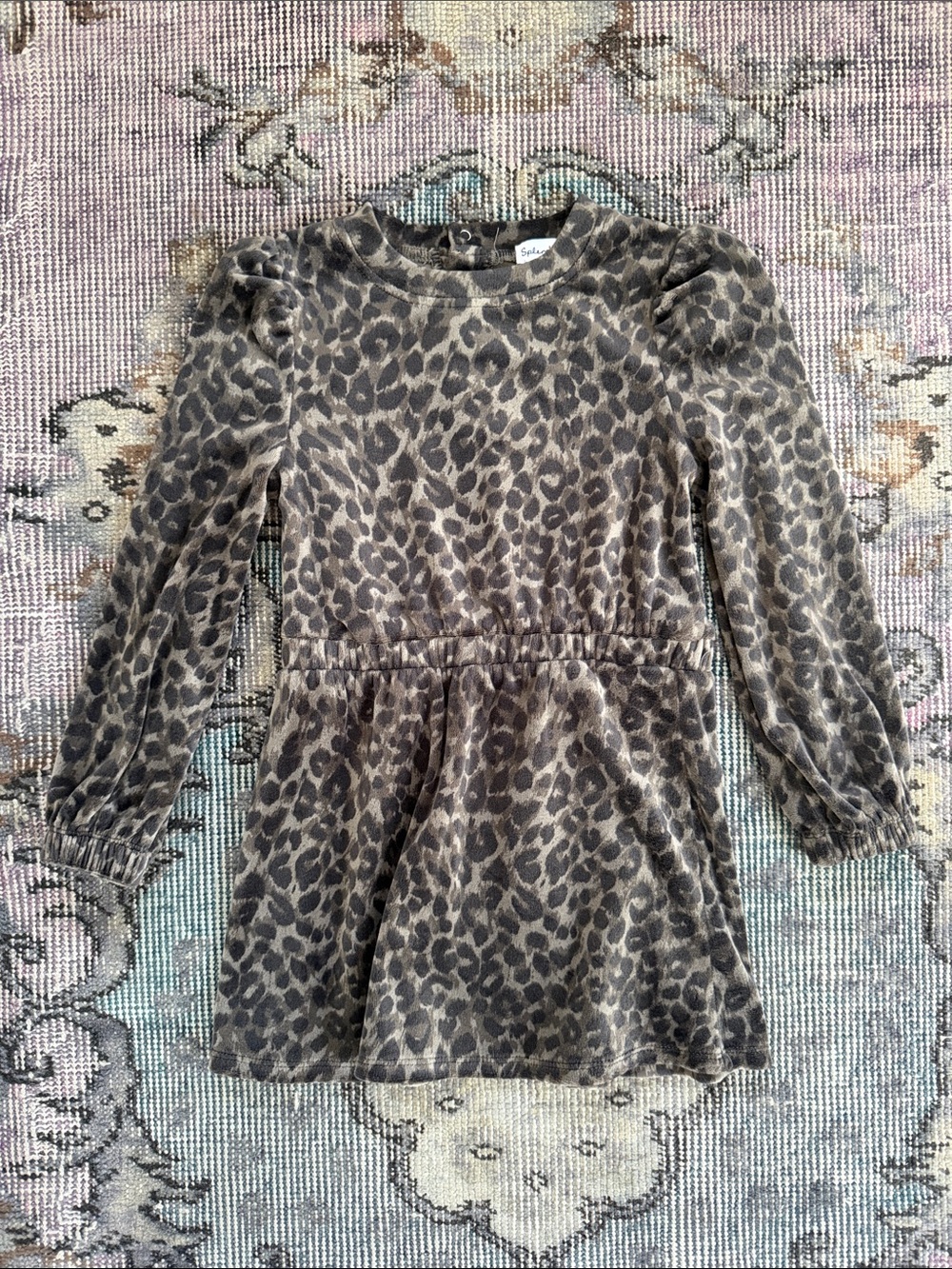 Splendid Girls Leopard Print Long Sleeve Dress